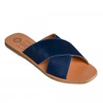 EKATI Navy Blue Pony Leather Sandals