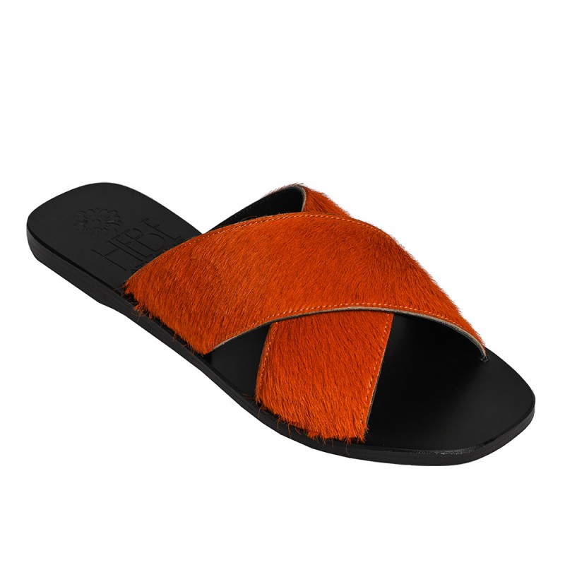 EKATI Orange Pony Leather Sandals