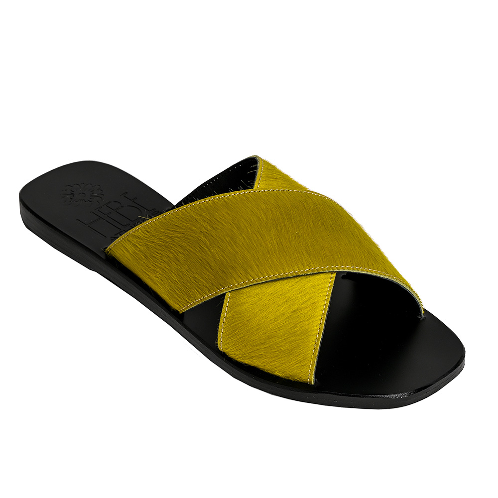 Ekati Yellow Pony Leather Sandals