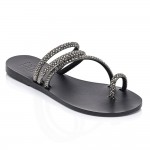 PERSEPHONE Anthracite Shine Leather Sandals