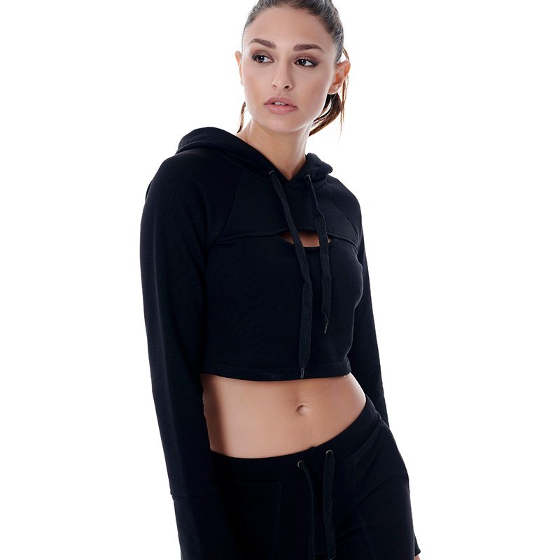 Cool-Down Cropped Black Sweater