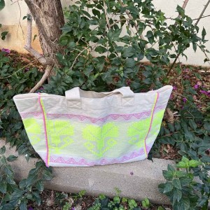 Neon Lime Lila  Beach Bag