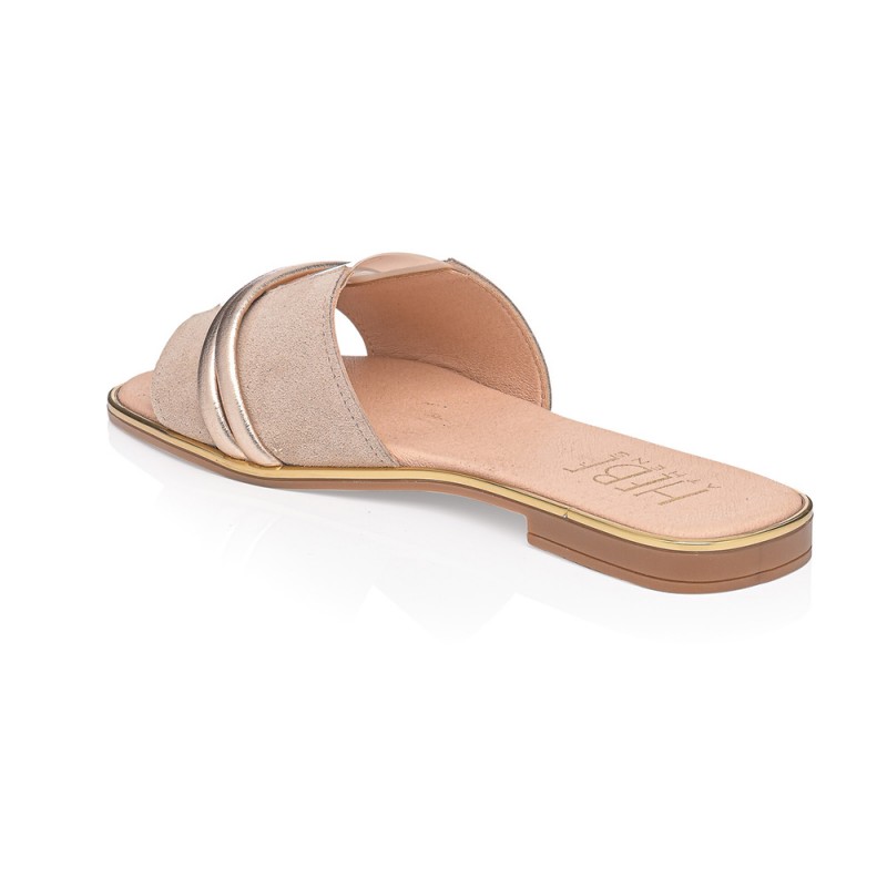 Melpomene Pink Bronze Sandals