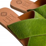 EKATI Green Pony Leather Sandals