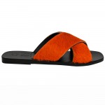 EKATI Orange Pony Leather Sandals