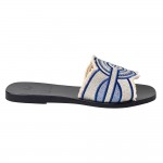 IRIS LEATHER SANDAL - Navy and Silver