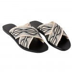 DAPHNE LEATHER SANDAL - Black and Silver