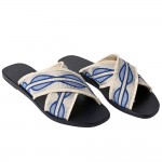 DAPHNE LEATHER SANDAL - Navy and Silver