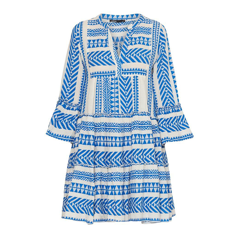Blue & Off White Knitted Dress