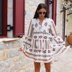 Embroidered Red & Off White Dress