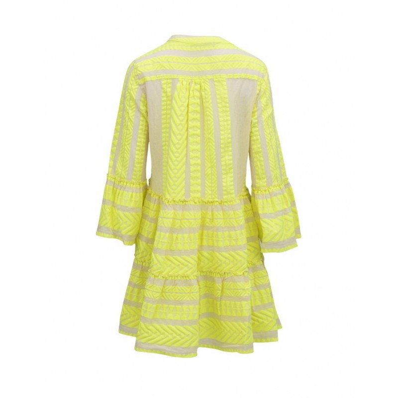 Ella Neon Lime Off White Midi Dress