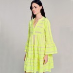 Ella Ecru Neon Lime Dress