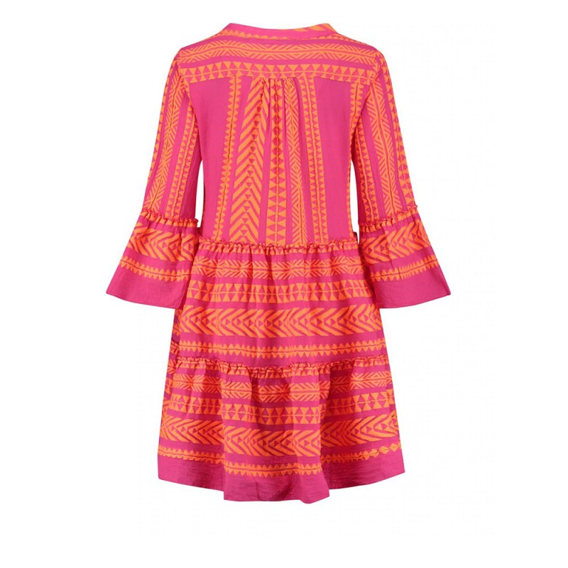 Ella Neon Orange Fuchsia Short Dress