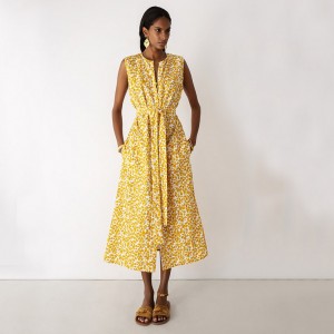 Kristen Yellow Bougainvillea Long Dress