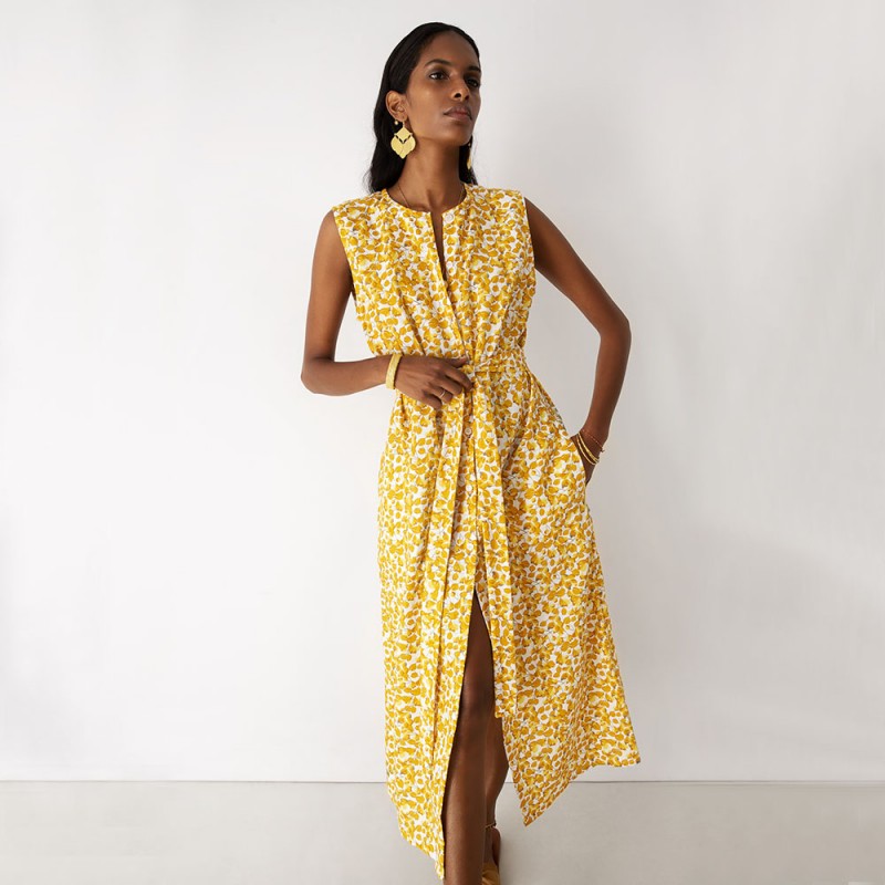 Kristen Yellow Bougainvillea Long Dress