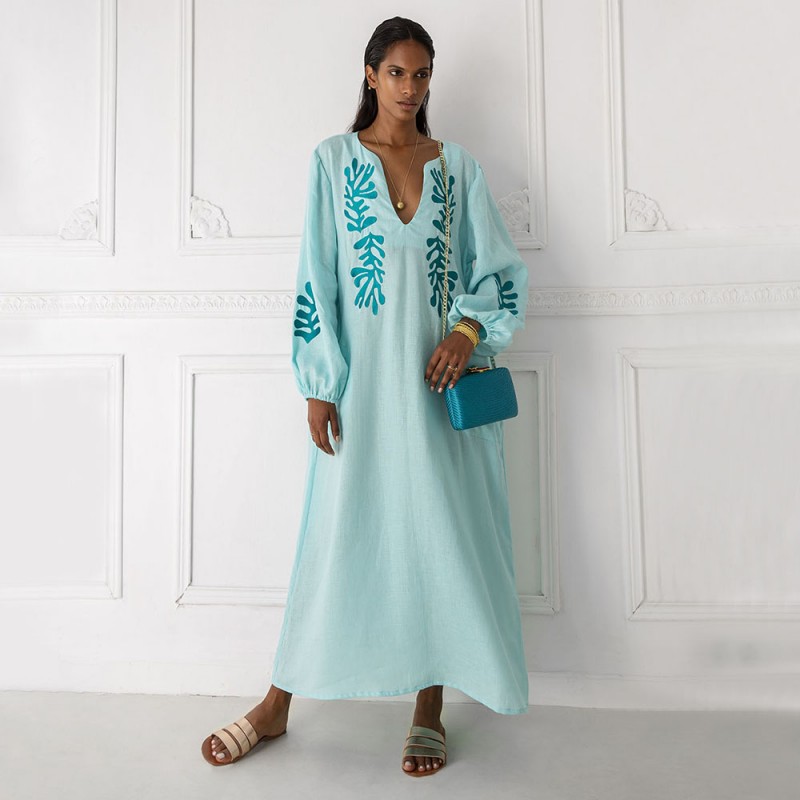 Matisse Emerald Embroidered Long Dress